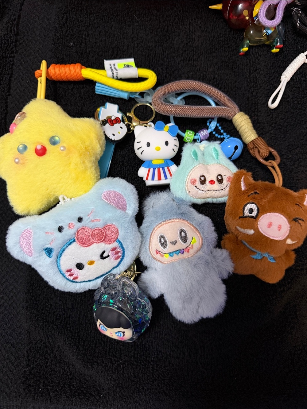 Hello Kitty Plush Keychain Bundle – Blue, Yellow, Brown, Mint, Gray